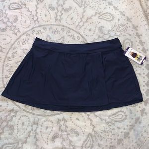 NWT Anne Cole Side Slit Navy Skirt Swim Bottom